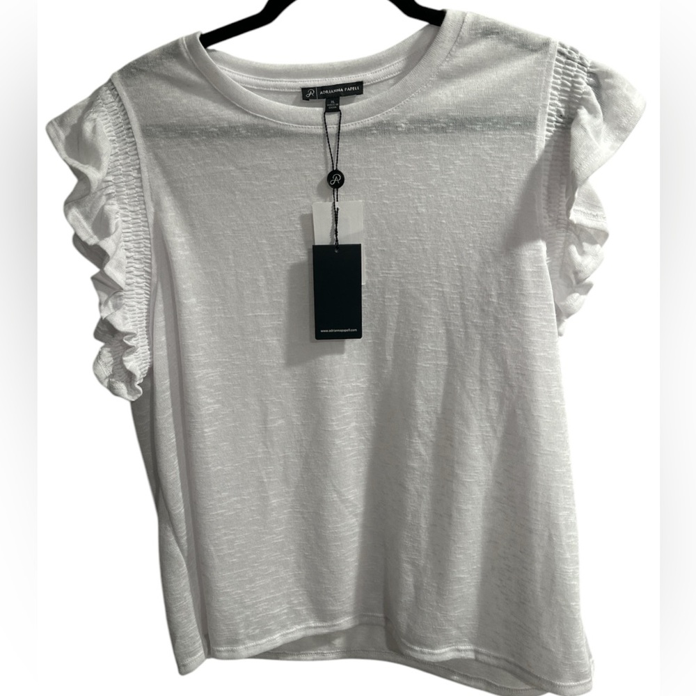 Adrianna Papell White Flutter Sleeve Tee